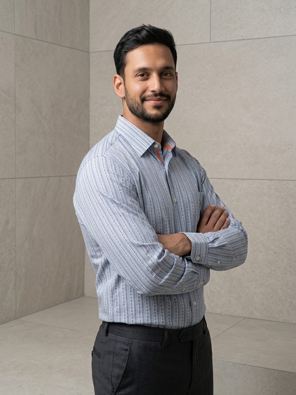 Faconnable Light Blue Striped Dress Shirt